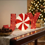 18IN Pre Lit JOY Christmas Yard Decoration with LED Lights
