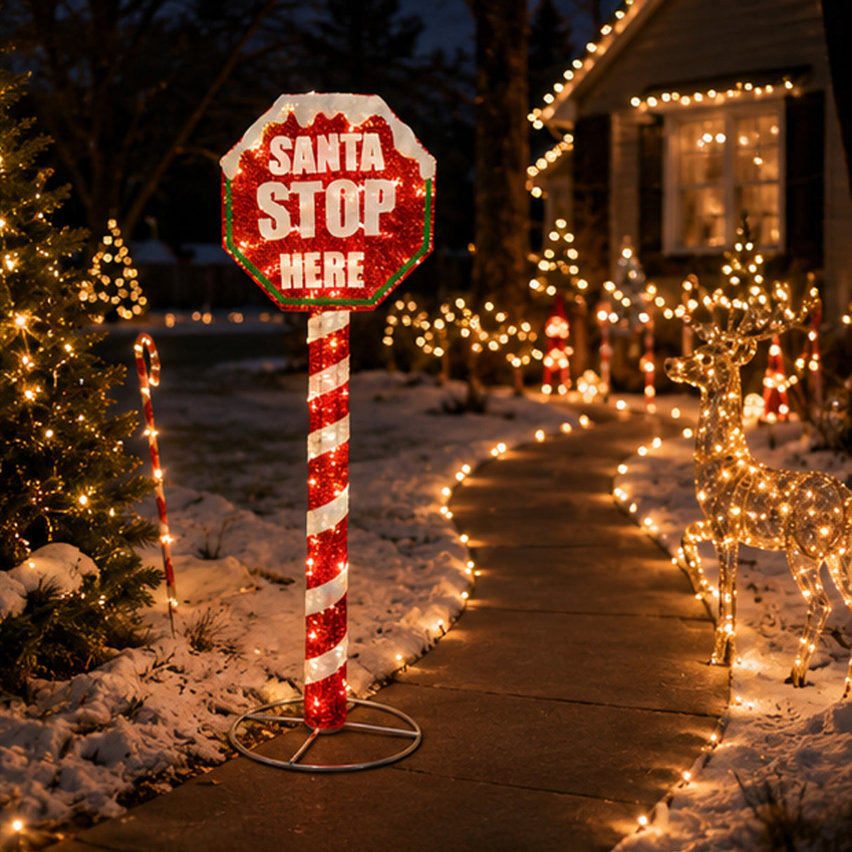 60 इंच. एलईडी लाइट के साथ स्टॉप साइन डेकोरेशन