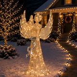 53 in. Champagne Gold Praying Angel with LED Lights, Plug-In
