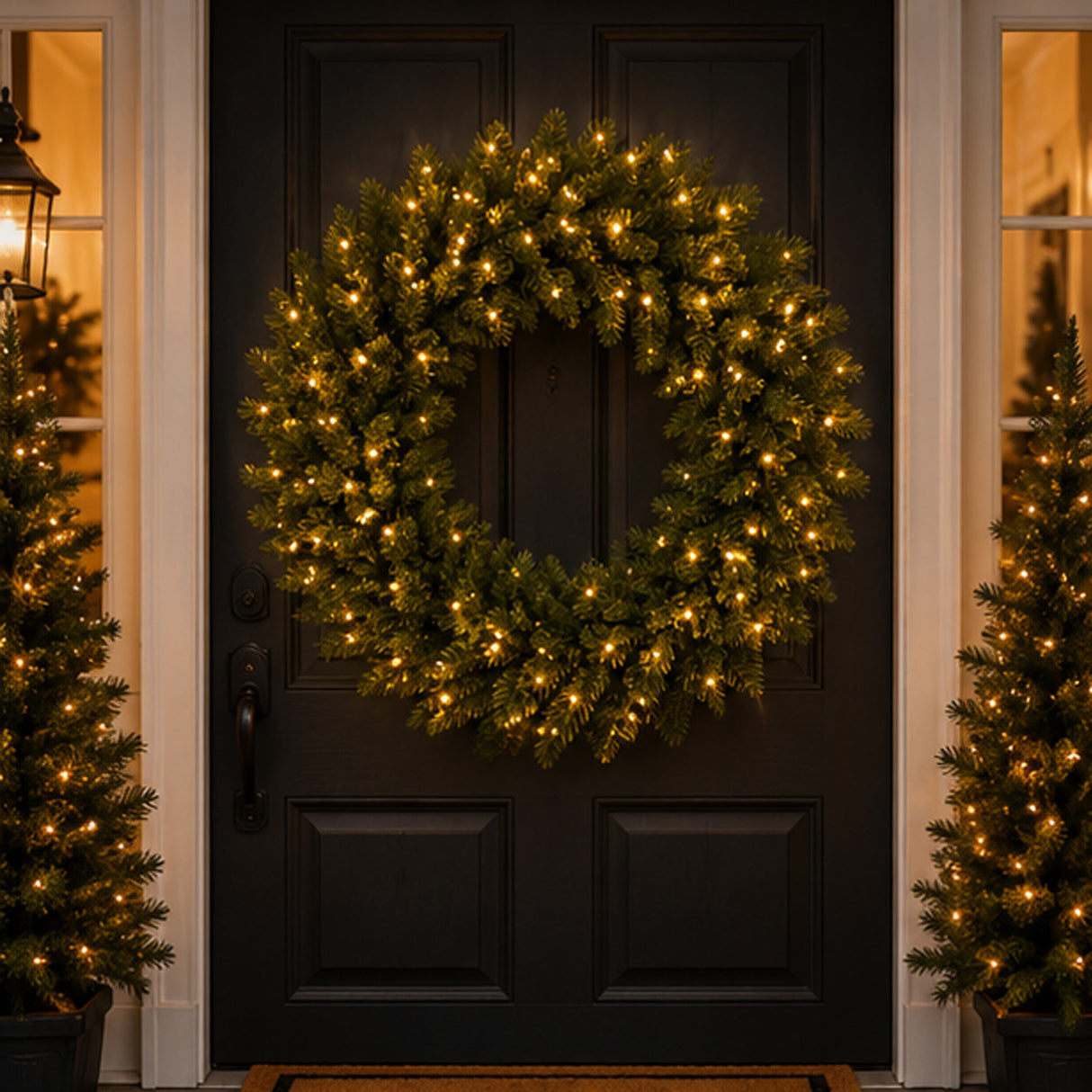 Pre-Lit 36 in. Norwood Fir Christmas Wreath with 100 Clear Lights, Plug-In Full Branch Holiday Door Decoration