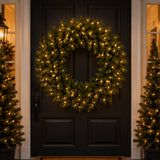 Pre-Lit 36 in. Norwood Fir Christmas Wreath with 100 Clear Lights, Plug-In Full Branch Holiday Door Decoration