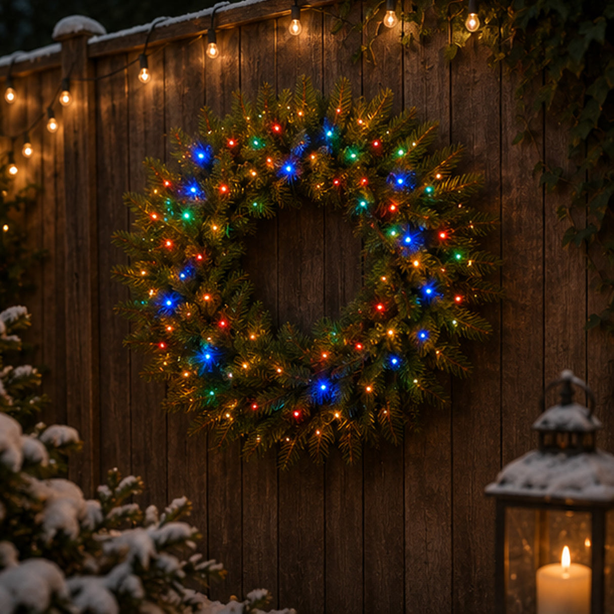 Pre-Lit 24 in. Norwood Fir Christmas Wreath with Multicolor LED Lights