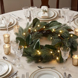 Pre-Lit 24 in. Magnolia Mix Pine Christmas Wreath with Warm White LED Lights