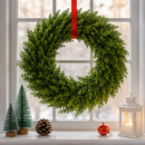 24 in. Arborvitae Artificial Green Wreath, Unlit Lifelike Evergreen Holiday Door & Wall Decoration