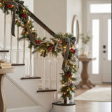 9FT Pre-Lit Wintry Pine Garland with Clear Lights