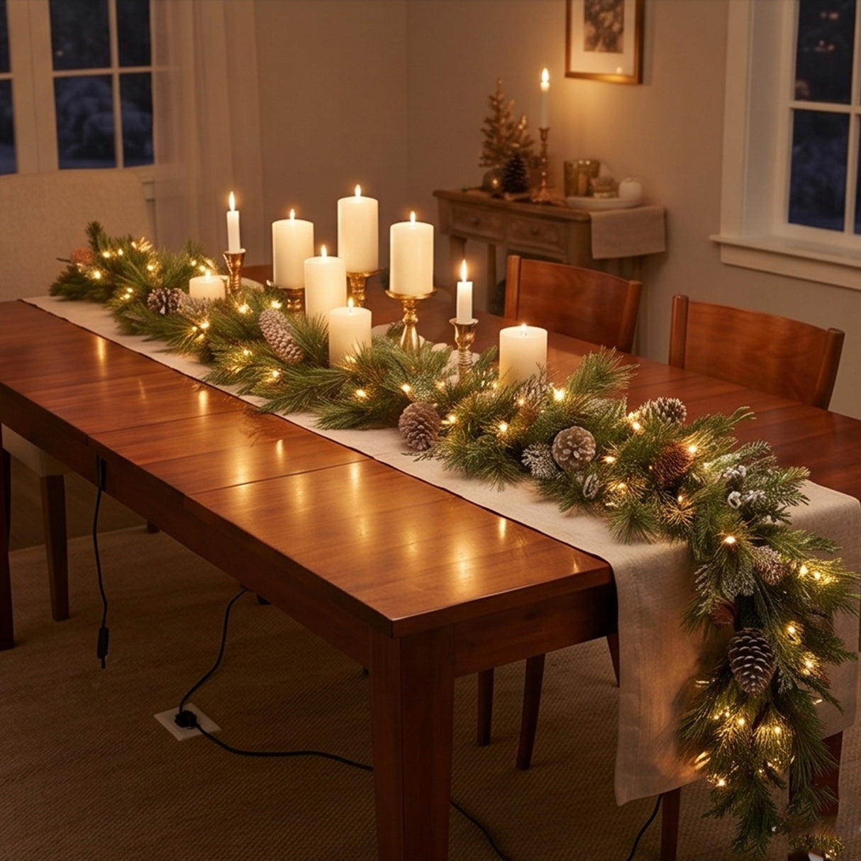 9FT Pre-Lit North Conway Garland with LED Lights