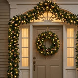 Pre-Lit Crestwood Gold Spruce Garland with Warm White LED Lights, 9 Foot