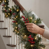 Pre-Lit Wintry Berry Garland with Clear Lights, 9 Foot (Plug-In)