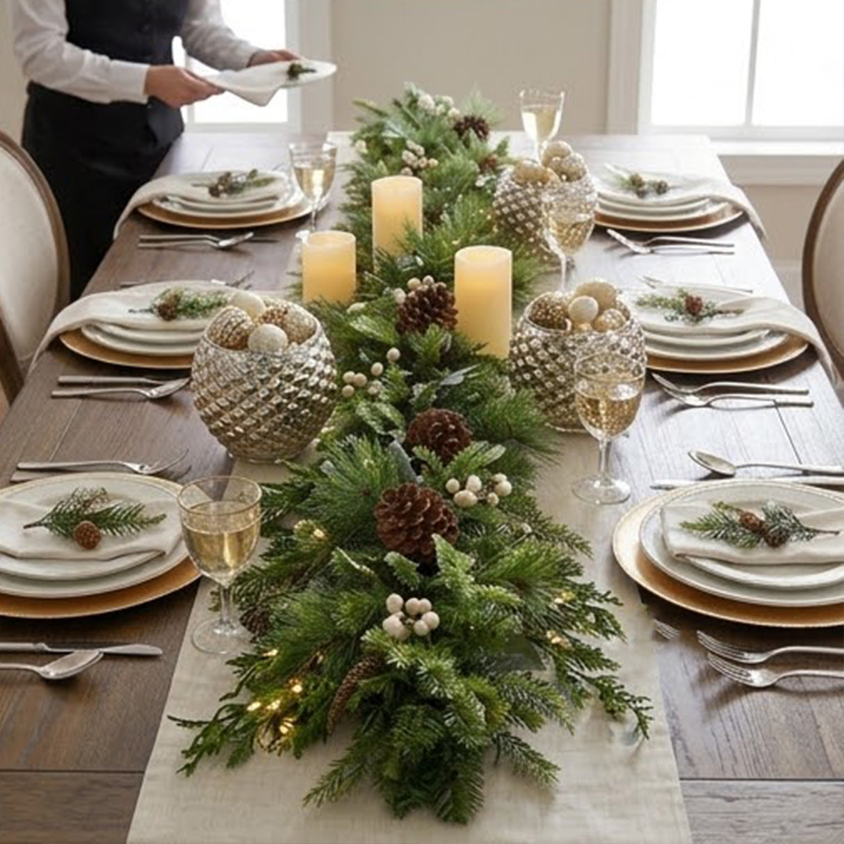 Pre-Lit Cedar Garland with Warm White LED Lights, 9 Foot (Plug-In)