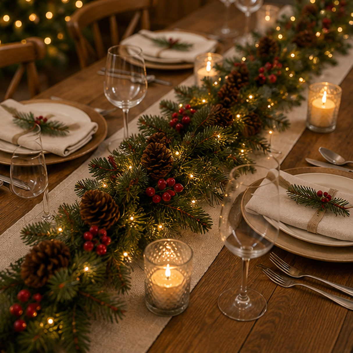 Pre-Lit Crestwood Spruce Garland with Warm White LED Lights, 9 Foot