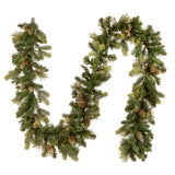 Pre-Lit Carolina Pine Garland with Clear Lights, 9 Foot (Plug-In)