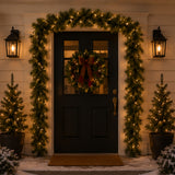 Winchester Pine Garland with Clear Lights, 9 Foot Pre-Lit Christmas Garland
