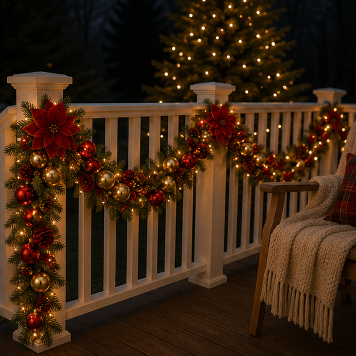 Pre-Lit Decorative Collection Holiday Garland with Clear Lights, 9 Foot (Plug-In)