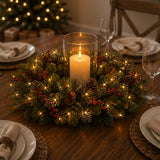 Pre-Lit Crestwood Spruce Wreath with Clear Lights, 36 Inch (Plug-In)