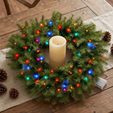 Pre-Lit Norwood Fir Wreath with Multicolor LED Lights, 24 Inch (Battery Operated)
