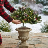 Pre-Lit Frosted Berry Urn Filler with Warm White LED Lights, 33 Inch