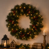 Pre-Lit Crestwood Spruce Wreath with Twinkly Smart LED Lights, 24 Inch