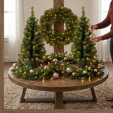 Evergreen Pre-Lit Holiday Assortment Set with Entrance Trees, Wreath & Garland, Battery Operated
