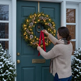 Crestwood Gold Spruce Pre-Lit Christmas Wreath with LED Lights, 24 Inch