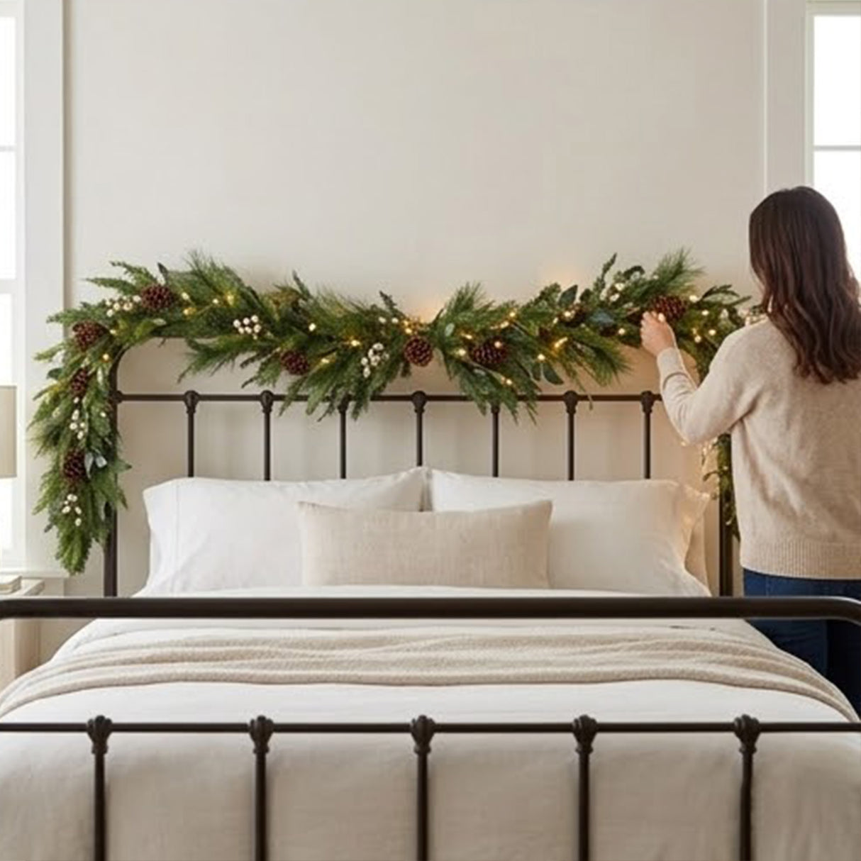 Inspired by Nature Christmas Garland with White Berries & Pinecones, 6 Foot