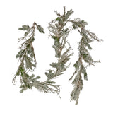 Pre-Lit Snowy Twig Garland with Warm White LED Rice Lights, 9ft