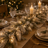 Pre-Lit Snowy Sheffield Spruce Garland with Clear Lights, 9ft Holiday Decor
