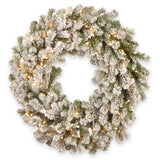 Pre-Lit Snowy Sheffield Spruce Wreath with Smart Twinkly LED Lights, 24 Inch