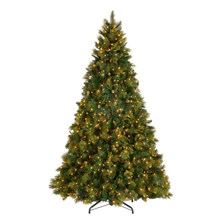 9ft Pre-Lit Carolina Pine Christmas Tree with Clear Lights & Pinecones
