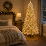 10ft Pre-Lit Platinum Metallic Artificial Christmas Tree with Warm White LED Infinity Lights