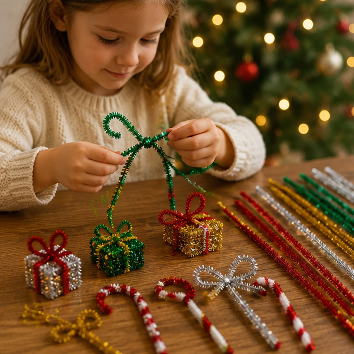 Christmas Metallic Chenille Stems 50 Piece Craft Set