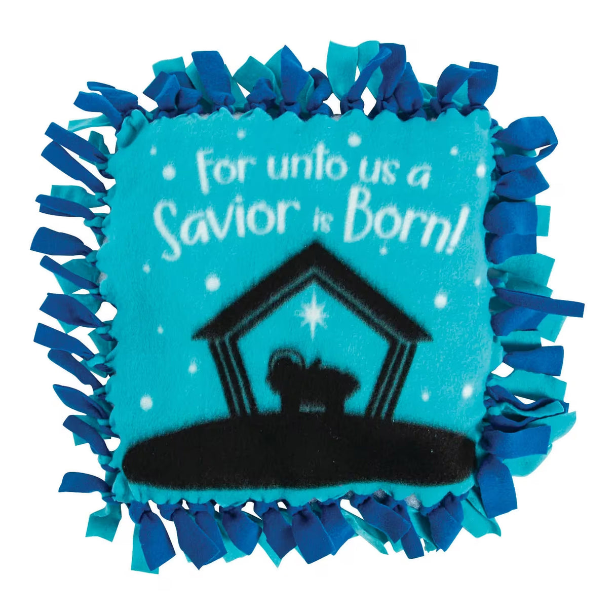 Nativity Silhouette Blue Fleece Tied Pillow Craft Kit 6 Pc DIY