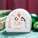 Nativity Scene Dome Votive Candle Holders Ceramic 3 Pc Set