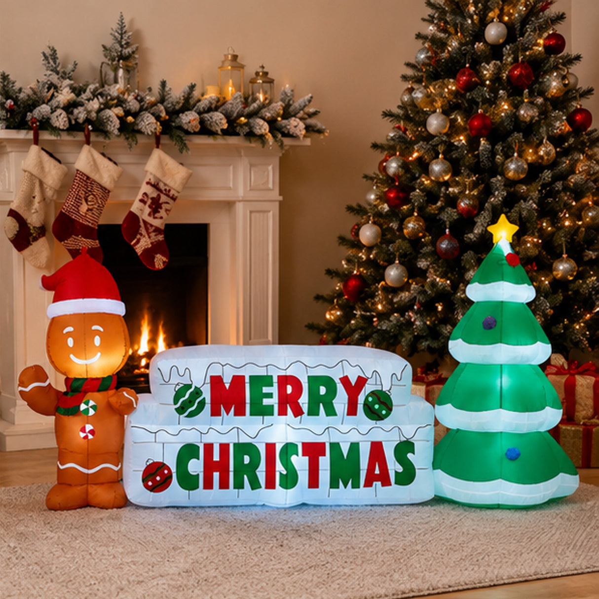Lighted Merry Christmas Tree Inflatable 10 Ft Outdoor LED Yard Decor
