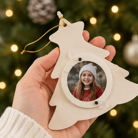 DIY Wooden Christmas Tree Picture Frame Ornaments 12 Pc Set