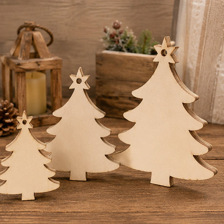 Wooden Tree Shape Hanging Ornaments Fun DIY Craft Set Of 20 Pc