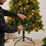 Pre Lit Spruce Pencil Christmas Tree with Pine Cones and Berries
