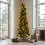 Pre Lit Spruce Pencil Christmas Tree with Pine Cones and Berries
