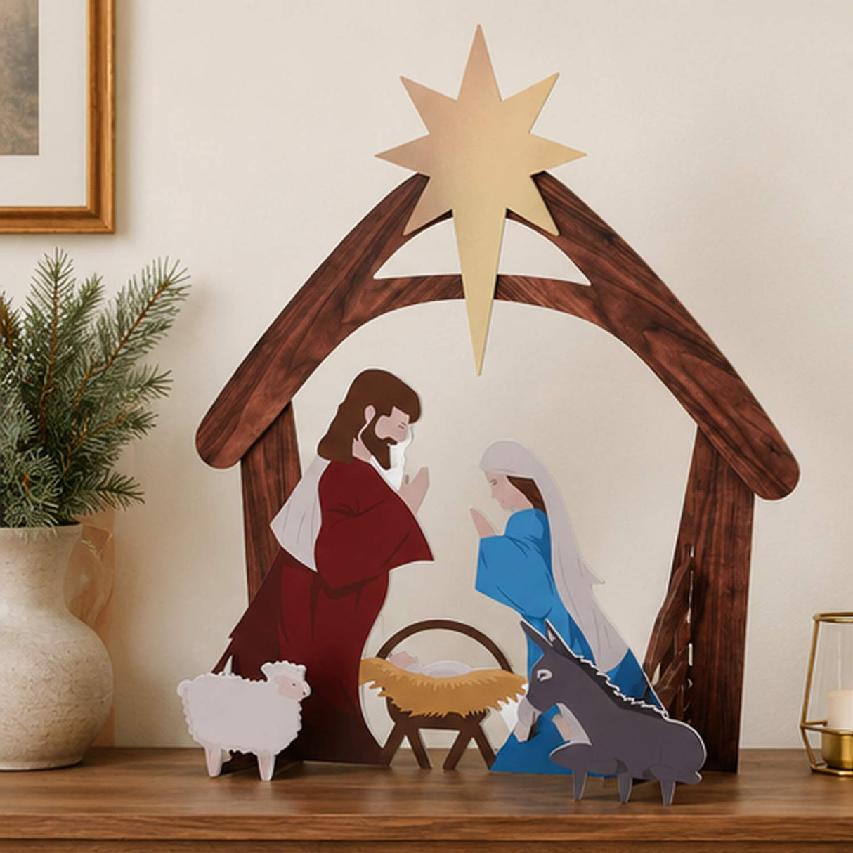 Christmas Nativity Scene Yard Decoration with Water Resistant PVC Outdoor Display
