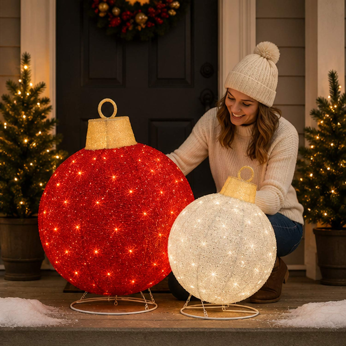 Lighted Pop-Up Christmas Ornaments Outdoor Decoration Set 2 Pc LED