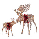 Lighted Moose Family Outdoor Christmas Decoration Set 2 Pc with LED Lights
