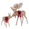 Lighted Moose Family Outdoor Christmas Decoration Set 2 Pc with LED Lights