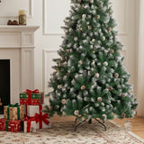 Pre Decorated Christmas Tree with Pinecones Flocked Branch Design