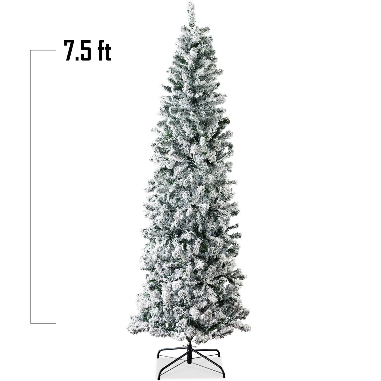 Snow Flocked Artificial Pencil Christmas Tree Slim Space Saving Design