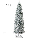 Snow Flocked Artificial Pencil Christmas Tree Slim Space Saving Design