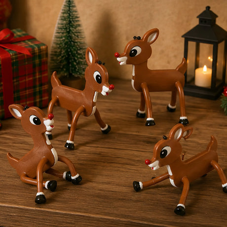 Rudolph Bendables Vinyl Reindeer Toys 12 Pc Christmas Favors