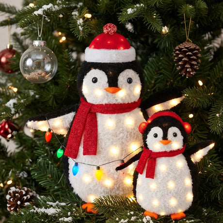 36 Inch LED Penguin Family Christmas Yard Decoration 2 Piece Set