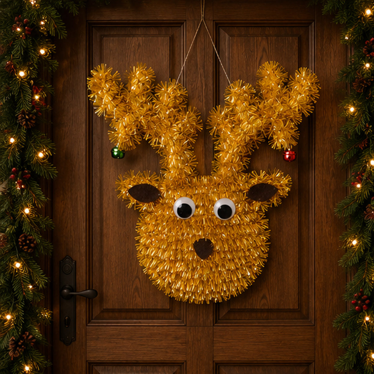 13 Inch Tinsel Reindeer Christmas Window Hanging Decoration