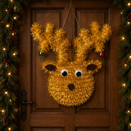 13 Inch Tinsel Reindeer Christmas Window Hanging Decoration