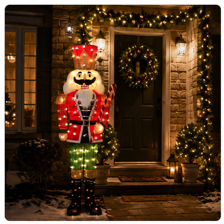 5 Ft 3D LED Nutcracker Outdoor Christmas Yard Decoration Warm White Lights