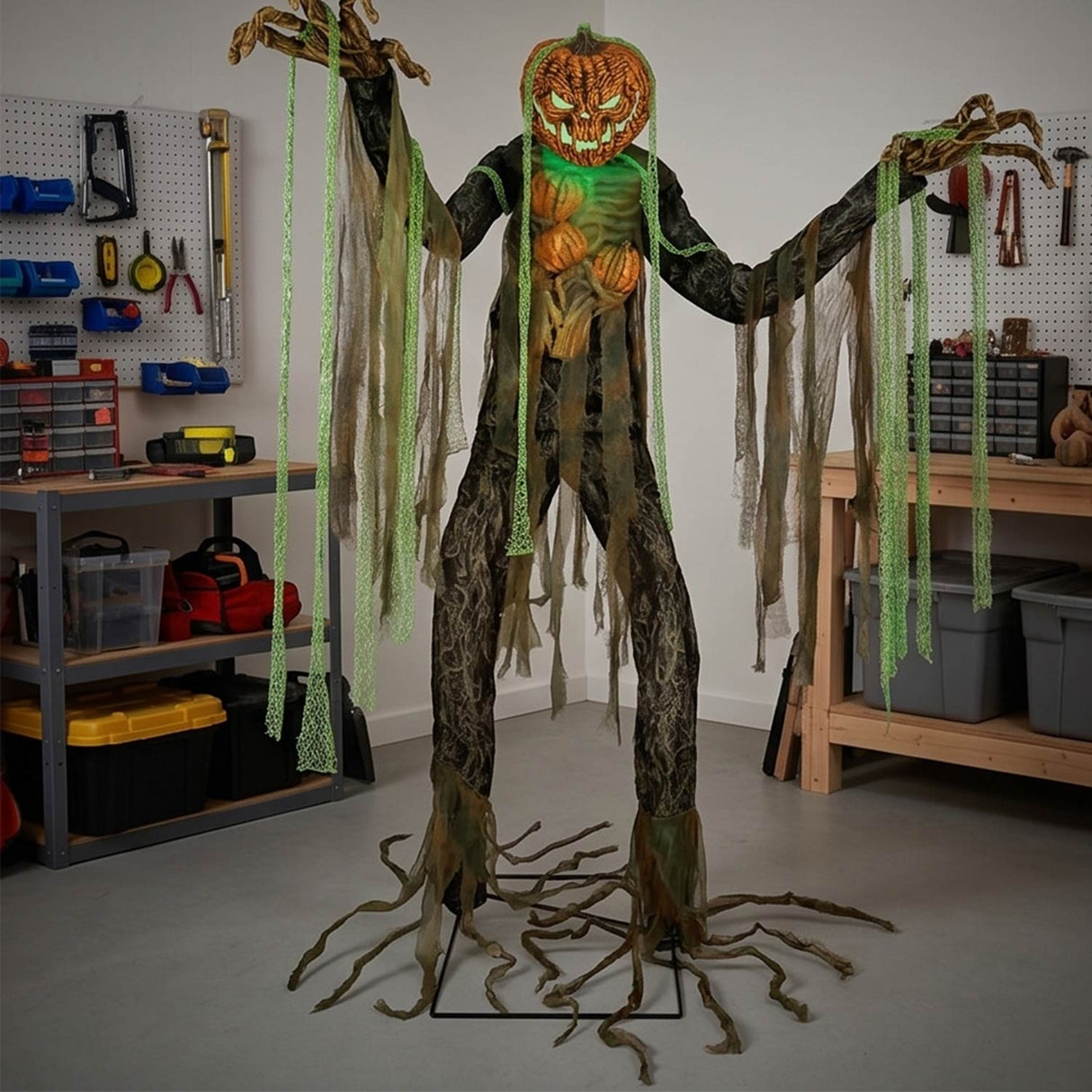 7 Ft Animated Light-Up Root of Evil Jack-O’-Lantern Tree Monster Halloween Decoration